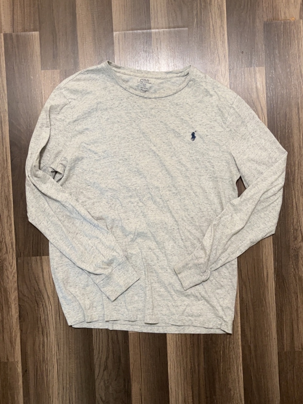POLO RALPH LAUREN Mens Large Gray Cotton Long Sleeve Shirt
